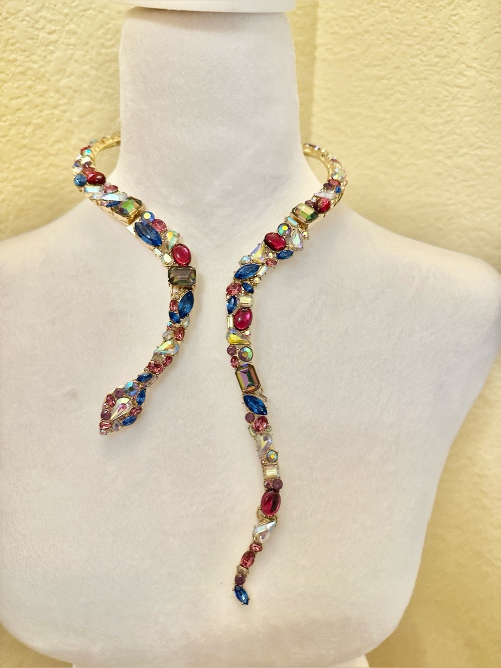 Betsy Johnson rare multicolored crystals snake necklace